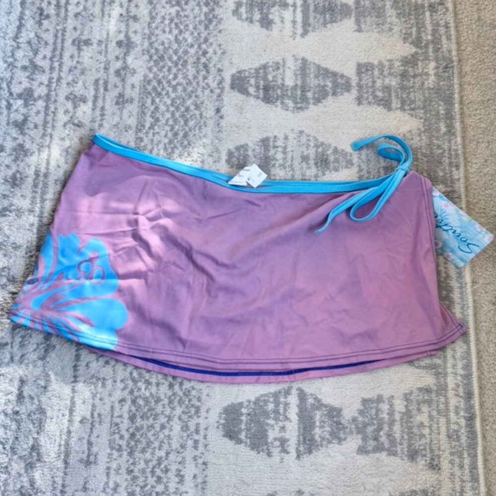 NWT y2k Purple and Blue Hibiscus Hawaiian Swim Skirt